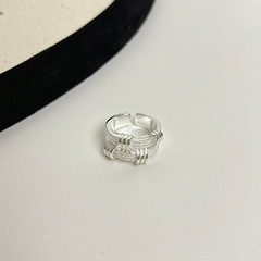 新款条纹编织交织复古戒指女S925纯银同款小众设计时尚个性食指环