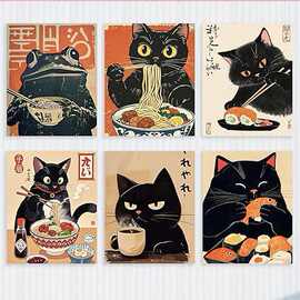 亚马逊TEMU 跨境黑猫装饰家居油画布任意图片可发货