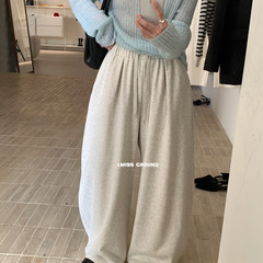 i miss韩系宽松阔腿裤女2025秋季高腰宽松直筒慵懒运动休闲裤卫裤