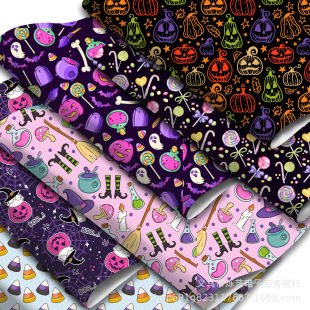 Ghost Halloween Series pvc Saffiano Leather Artificial Leather Printed Leather DIY Bag Earrings Making Material