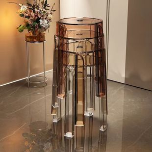 Acrylic Chair Plastic Stool Household Thickeneded Stackable Round Stool Simple Living Room Spare Bench Dining Chair Transparent