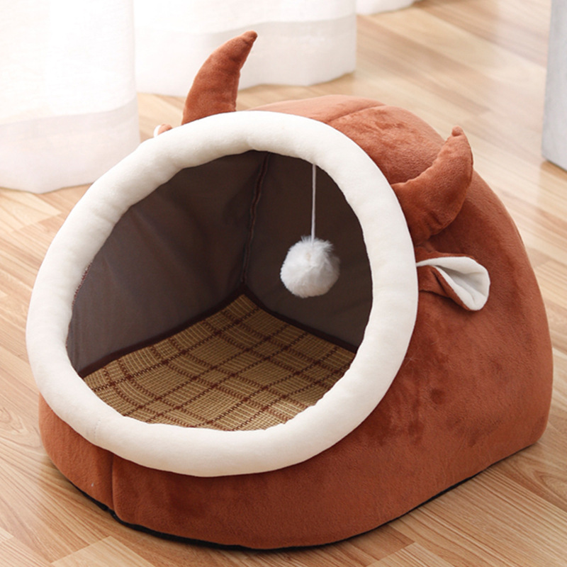 Invierno de invierno caliente cuatro estaciones general casa de gatos semicerrada cama para gatos casa de perros, productos de mascotas