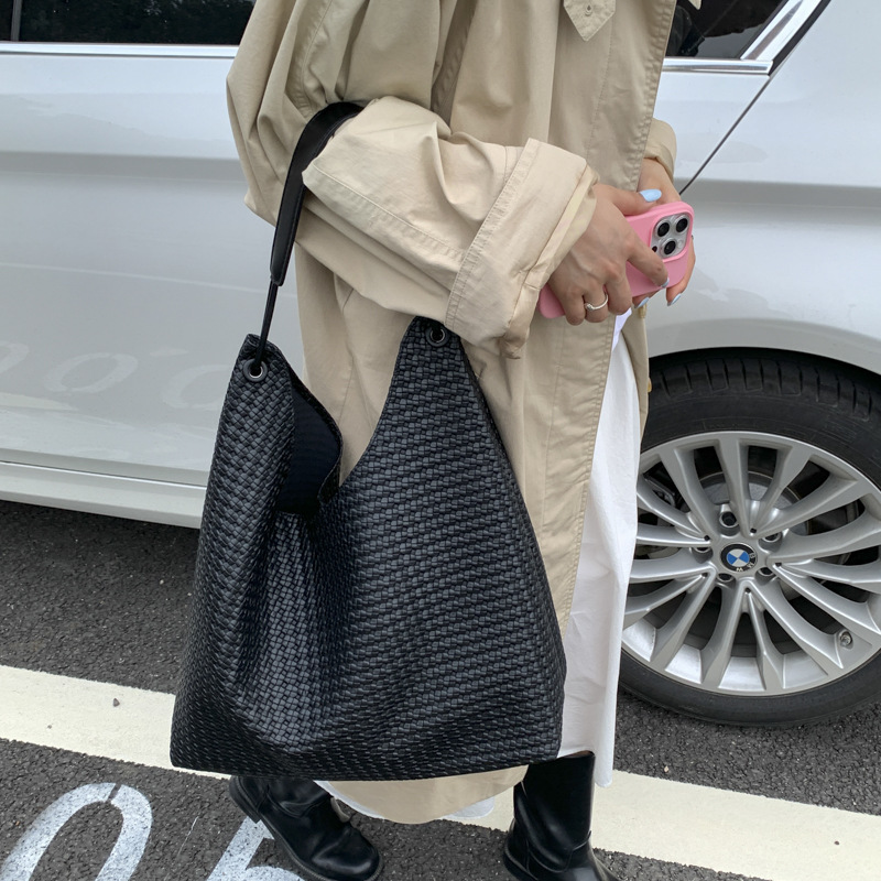 秋冬季复古编织纹包包女2025新款时尚大容量单肩包通勤外出托特包|undefined