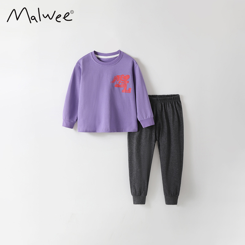 Malwee transfronterizo ropa de hogar para niños otoño y invierno nuevo estilo europeo y americano para niños guapo cuello redondo manga larga ropa infantil