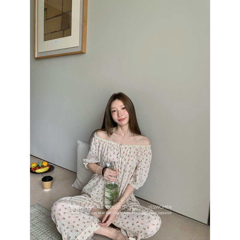小宜 2.0小粉花·夏季新款薄款碎花吊带睡衣睡裙家居服套装|undefined