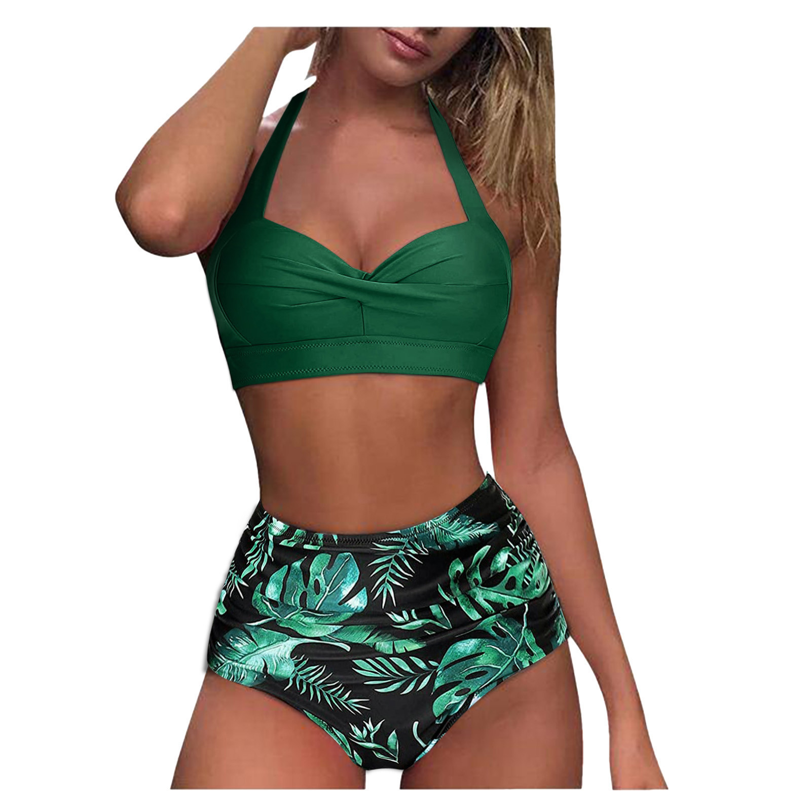 2021 new bikini fashion sexy digital printing high waist split bikini_voghion.com