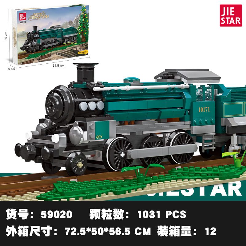 Jiexing pequeña partícula locomotora de vapor bloques de construcción para niños modelo de tren de simulación niño regalo de juguete del día del niño