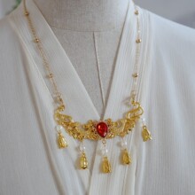 汉服珍珠软璎珞坦领古风项圈旗袍日常百搭项链复古额饰眉心坠饰品