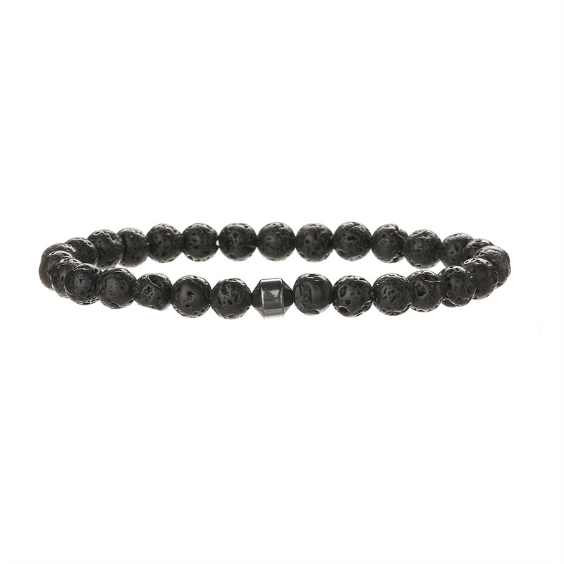 Transfronterizo Amazon Pulsera con cuentas de piedra natural de 6mm Piedra volcánica Ojo de tigre Pulsera masculina y femenina del mismo estilo al por mayor