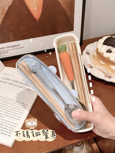Chopsticks spoon suit primary school children tableware School portable storage box for one person baby eating
