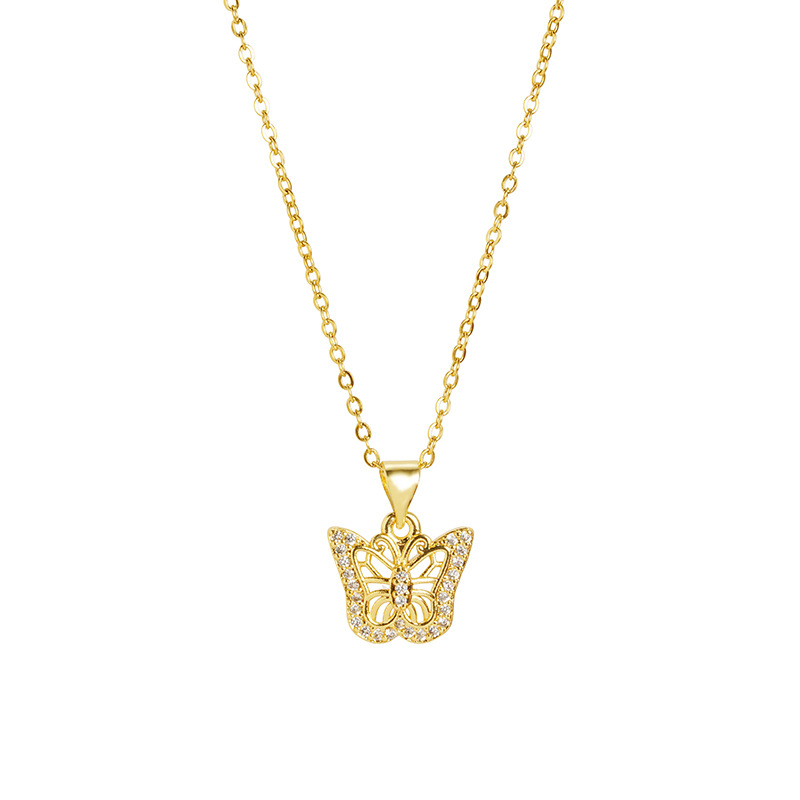 Collar de oro de arena transfronteriza de Vietnam estilo europeo y americano micro colorido de mariposa de mariposa pendientes de bronce dorado para mujeres joyas no se desvanecen