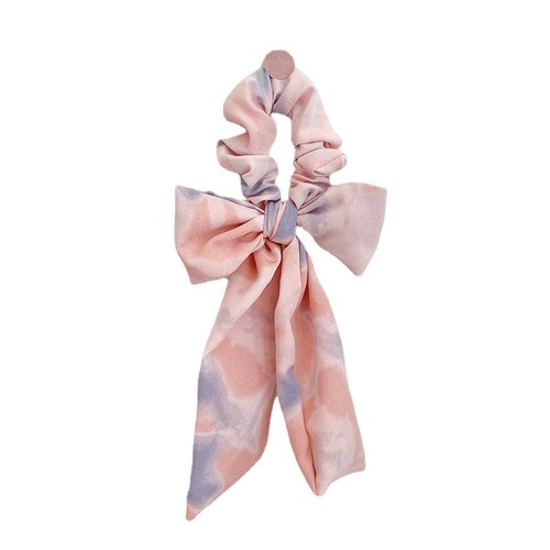 Oil painting girl bow large intestine circle streamer Korean version cute super fairy hair tie Internet celebrity fabric fashion hair tie