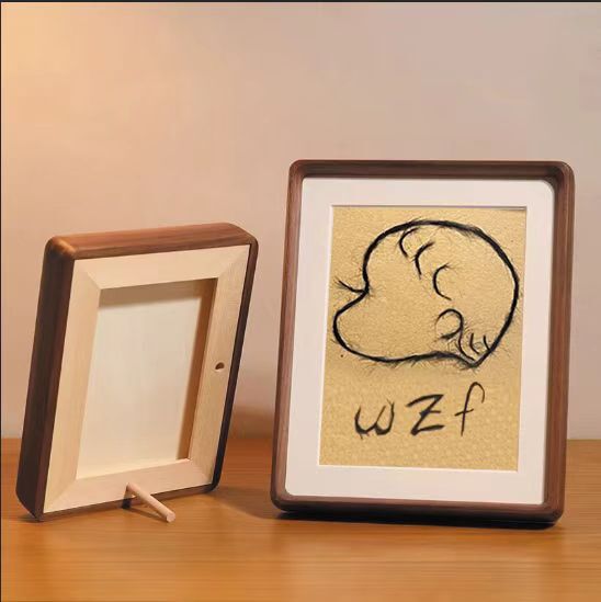 Baby fetal hair collection photo frame fetal hair souvenir diy making twins 678 inch black walnut solid wood frame ornaments