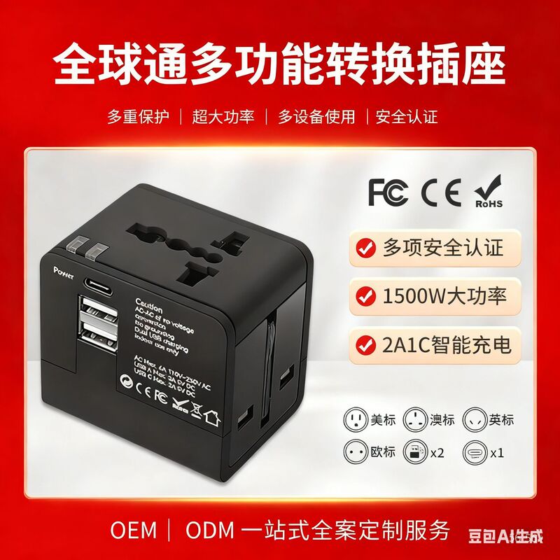 Global Conversion Plug Multi-Function Plug Converter Type-C European and American Universal Conversion Socket Cross-Border