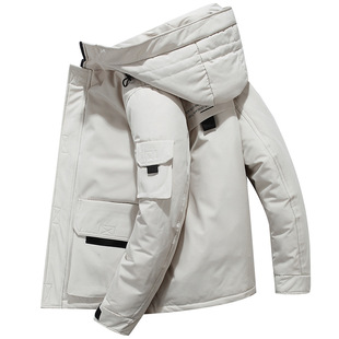 Short High-End down Jacket for Men and Women 2025 Trendy Brand Thickened High-Fill Hooded Three-Stripe down Jacket Flight Jacket for Men