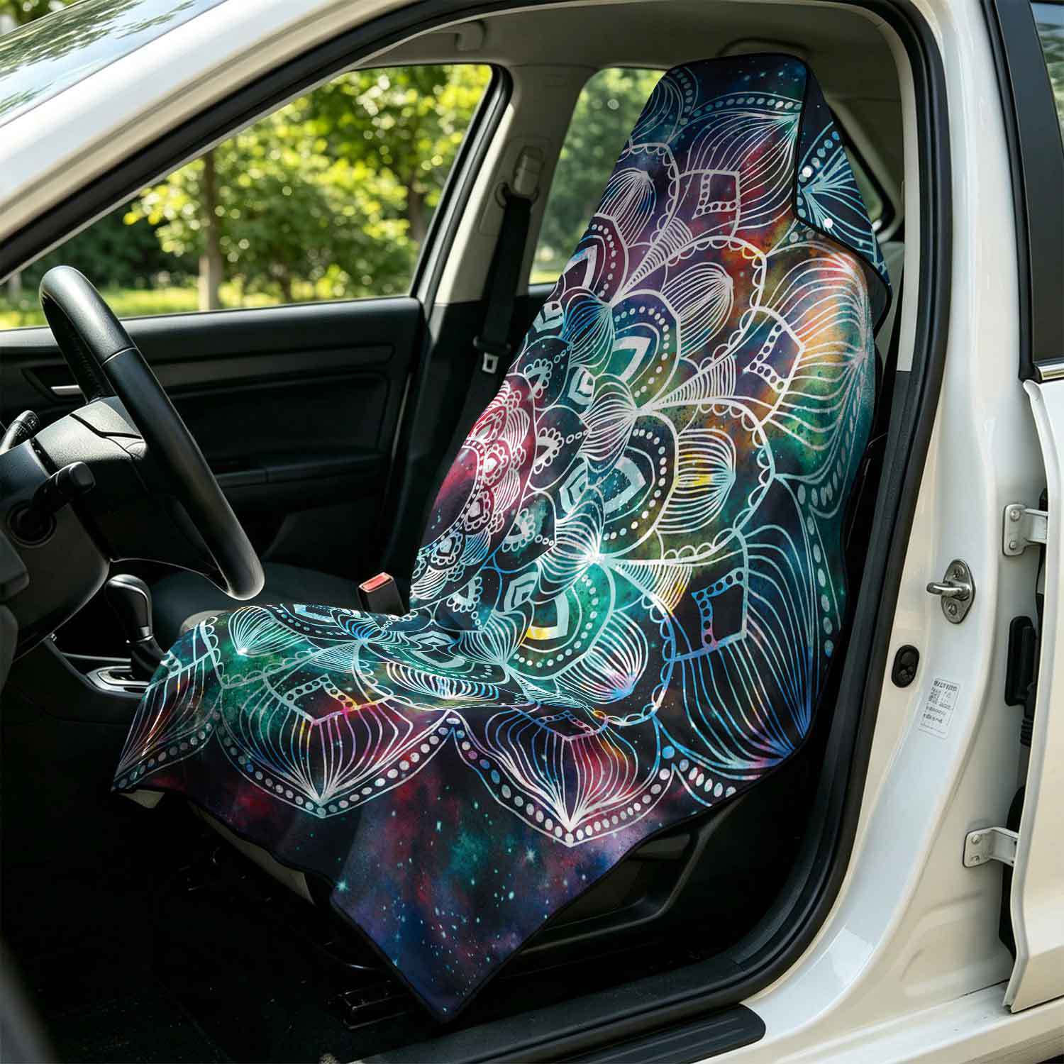 Printed bath towel and car seat cover 2-in-1, ultra-fine fiber outdoor beach and car dual-use universal seat cushion