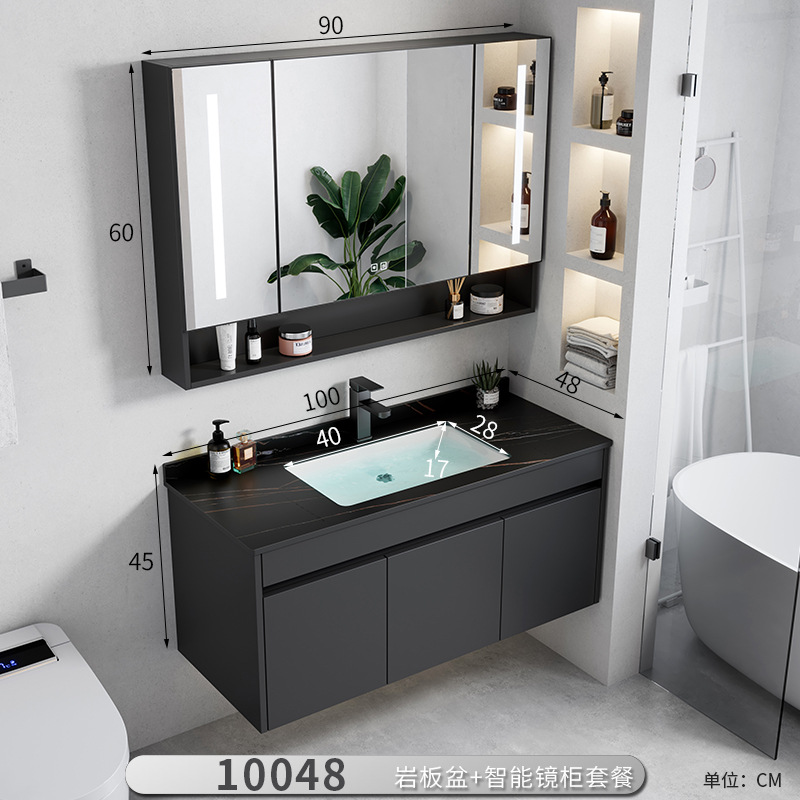 Gabinete de baño de aluminio moderno espacio combinado lavabo lava