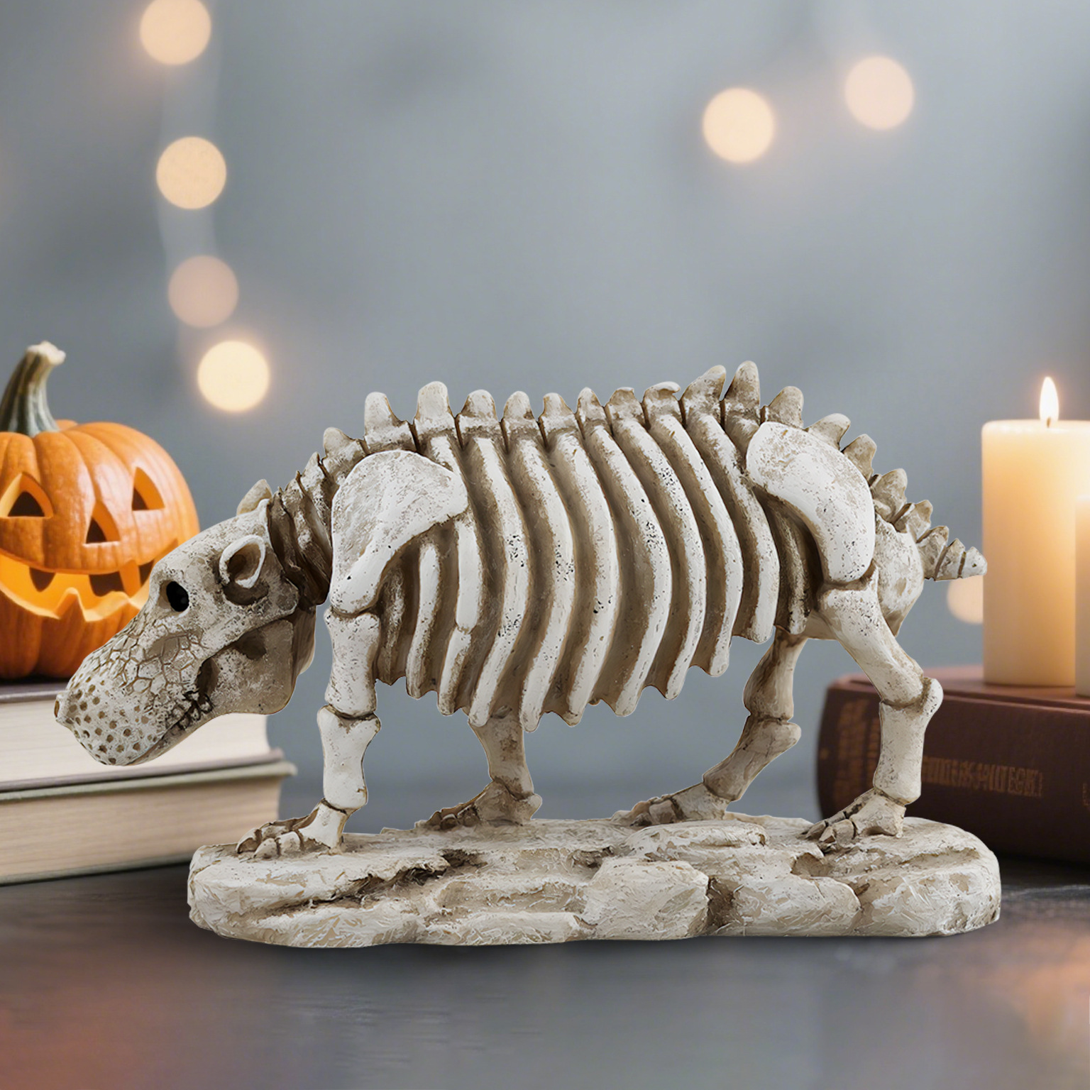  Greek TEMU for Personality Skeleton Animal Skeleton Specimen Hippo Ornaments Halloween Desktop Decorations