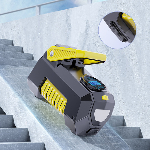 Portable high-power and high-pressure car-mounted inflator with lighting car-mounted double-cylinder air pump inflator