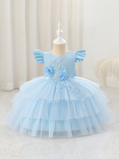 Three dimensional small princess costume, girl's skirt, dress, suit, flowered, special occasion clothing