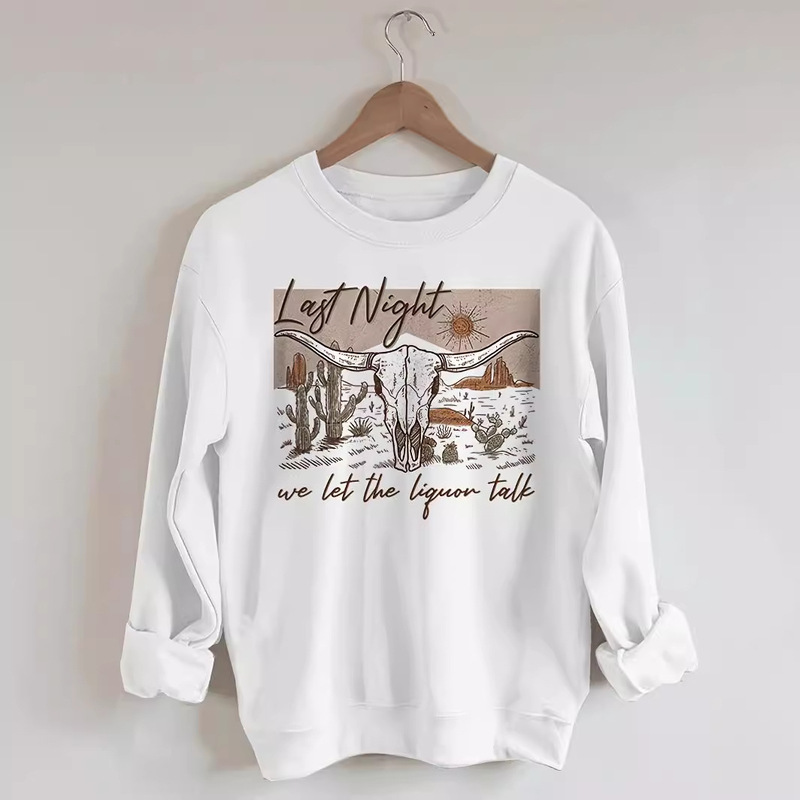 Western Bull Head Print Top Desert Cactus Pullover Long Sleeve Sweatshirt Women Amazon AliExpress Hot Sale Western Bull Head Print Top Desert Cactus Pullover Long Sleeve Sweatshirt Women Amazon AliExpress Hot Sale