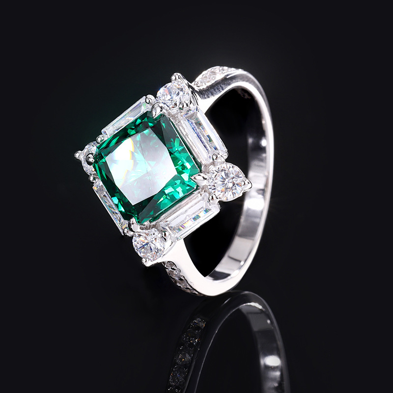 S925 Silver High Carbon Emerald Diamond Princess Square Diamond Set 12 O1CN01JXRuiq1L13Az8gD4S !!2206924521238 0 cib