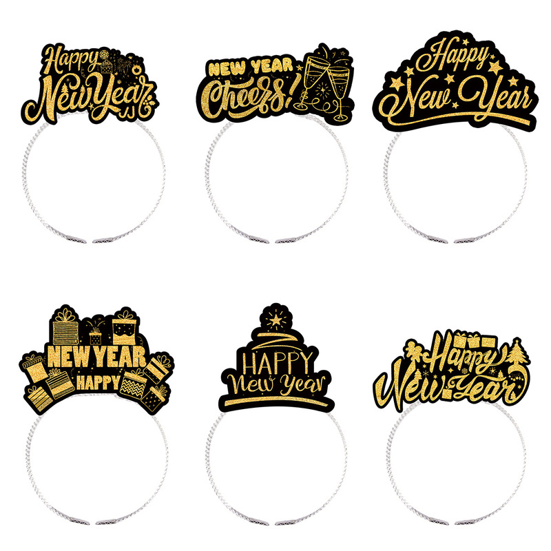 亚马逊2026新年装饰发箍Happy new year拍照装扮道具头箍派对用品|undefined