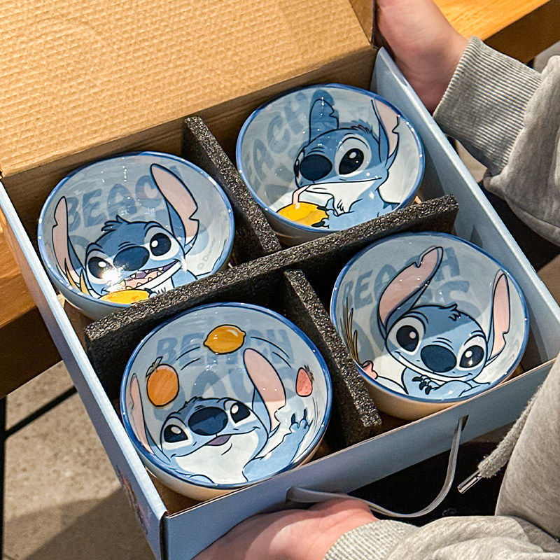 Cute Stitch High-Appearance Value Underglaze Color Tableware Gift Box Household Rice Bowl 2025 New Model High-Appearance Value Birthday Gift