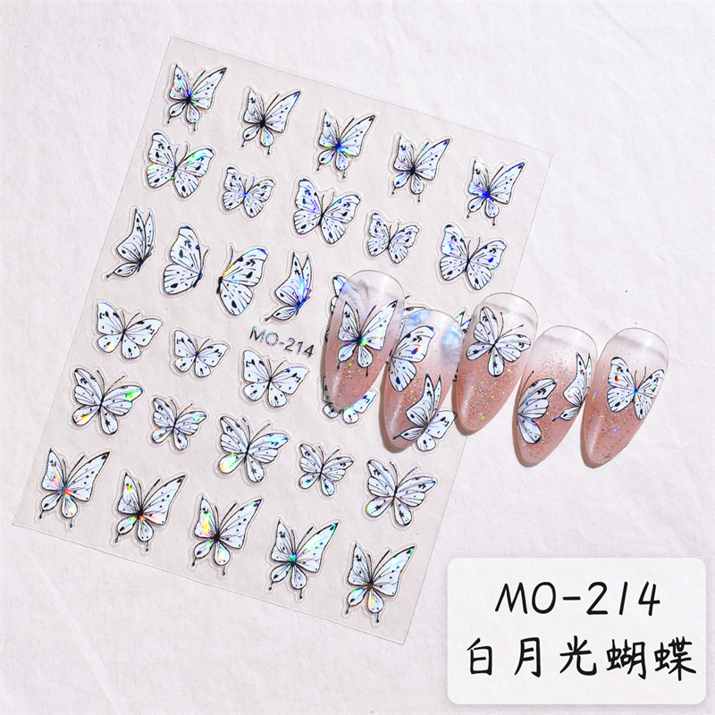 Pequeño libro rojo estilo caliente cabeza de clase Aurora mariposa pegatinas de uñas INS viento jade blanco pegatinas de uñas de mariposa armadura de bricolaje