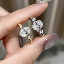 正宗小鸽子蛋两克拉高碳石戒女莫桑钻简约风轻奢高级订婚戒培新款