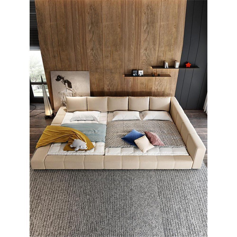 New tatami floor bed a family of four oversized combination bed two in one stitching children's guardrail bed children's bed