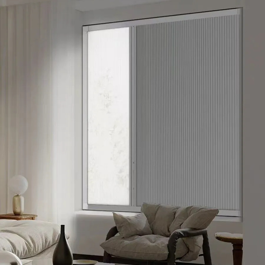 Day and Night Dual-Use Honeycomb Curtain Gauze Curtain Sunshade and Warm Bathroom Bedroom Windproof Foldableing Push-Pull Type Punch-Free Blackout