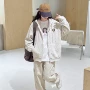 女童女孩波点连帽外衣