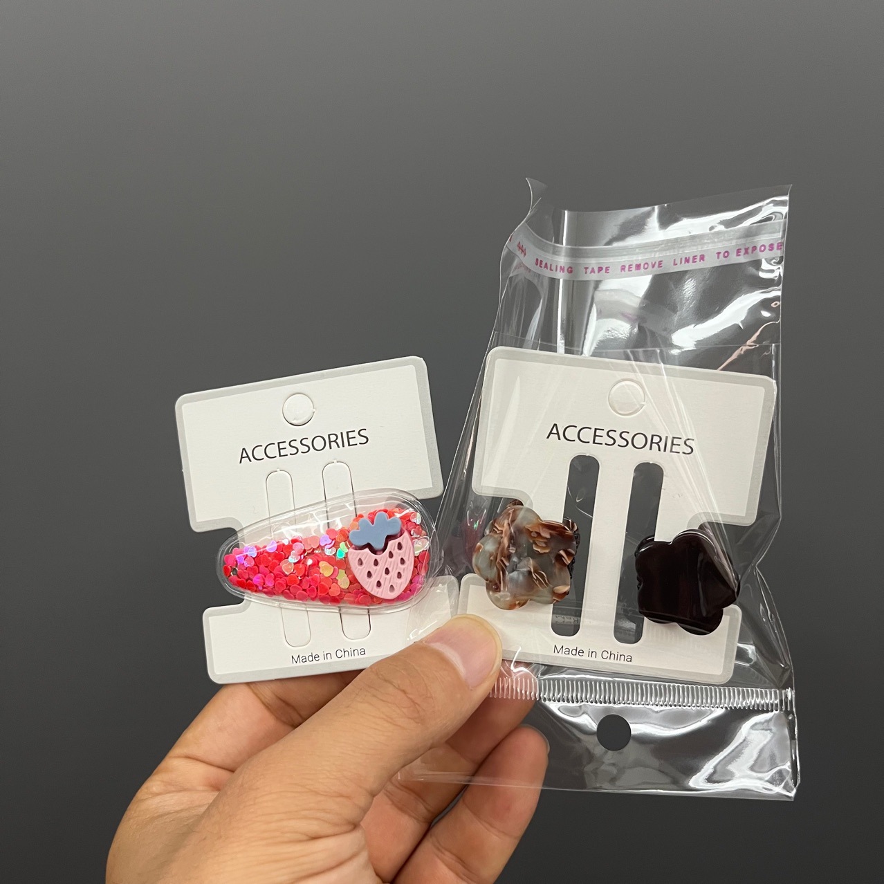 一百张灰边直播间网红款灰色工字发夹包装卡片抓夹子吊牌卡片1038