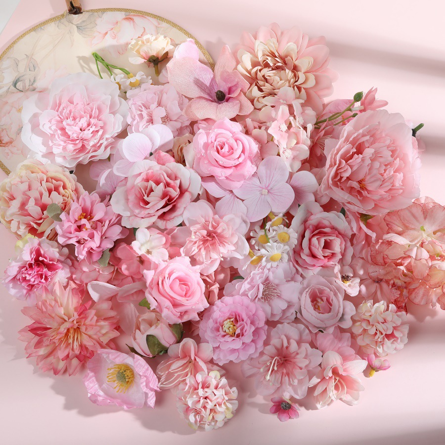 Pink Artificial Flowers DIY Hairpin Flowers Handmade Materials Fake Flowers Wedding Flowers Silk Flowers Clothing Headwear Accessories