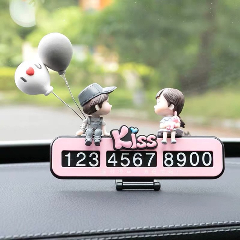[Colección de adornos de pareja] Decoraciones de coche consola central de coche accesorios de coche lindo espejo retrovisor muñeca de dibujos animados
