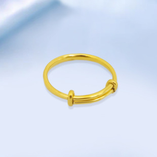 18K Gold Push-Pull Ring Au750 Color Gold Solid Non-Removable Glossy Push-Pull Couple Ring Water Shell Gold Ring