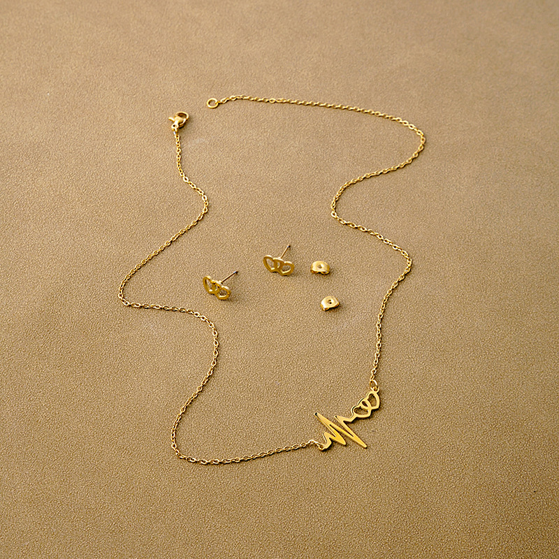 Fashion Cross Leaves Eye Stainless Steel Plating Jewelry Set 2 Pieces