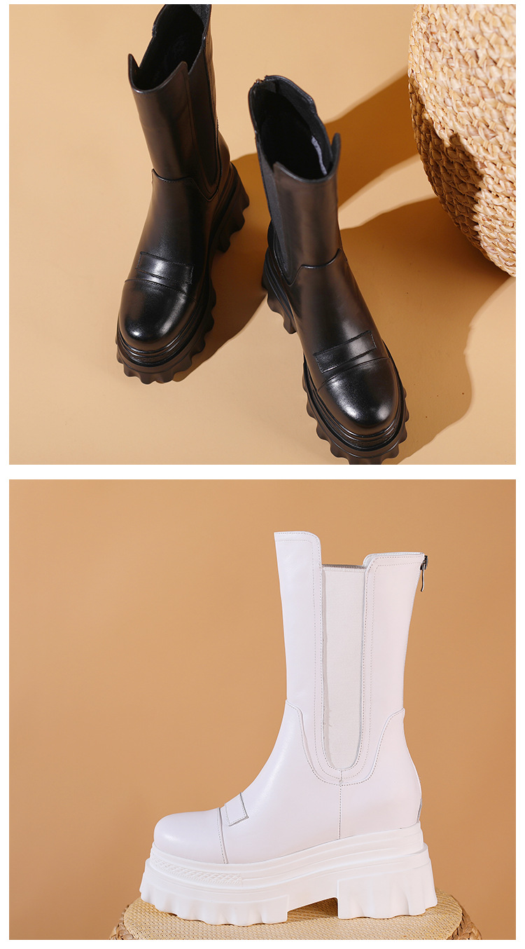 Boot nữ cổ thấp đế dày đế xốp thời trang dễ phối — Màu đen lót nhung chi tiết 7