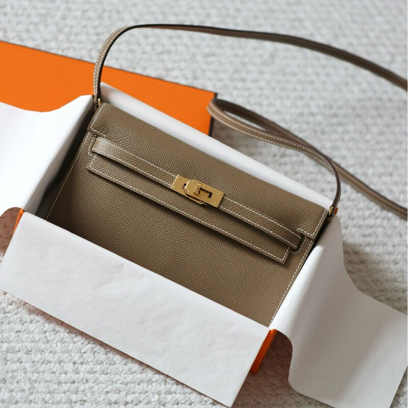 Fully Handmade Wax Thread Imported Epsom Leather New to Go Kelly Bag Shoulder Crossbody Small Bag Fashion Woc Wallet