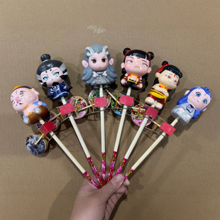 Hot Selling New Nezha Rocking Drum Ao Bing Puppet Hand Drum Street Stall Temple Fair Rattle Toy