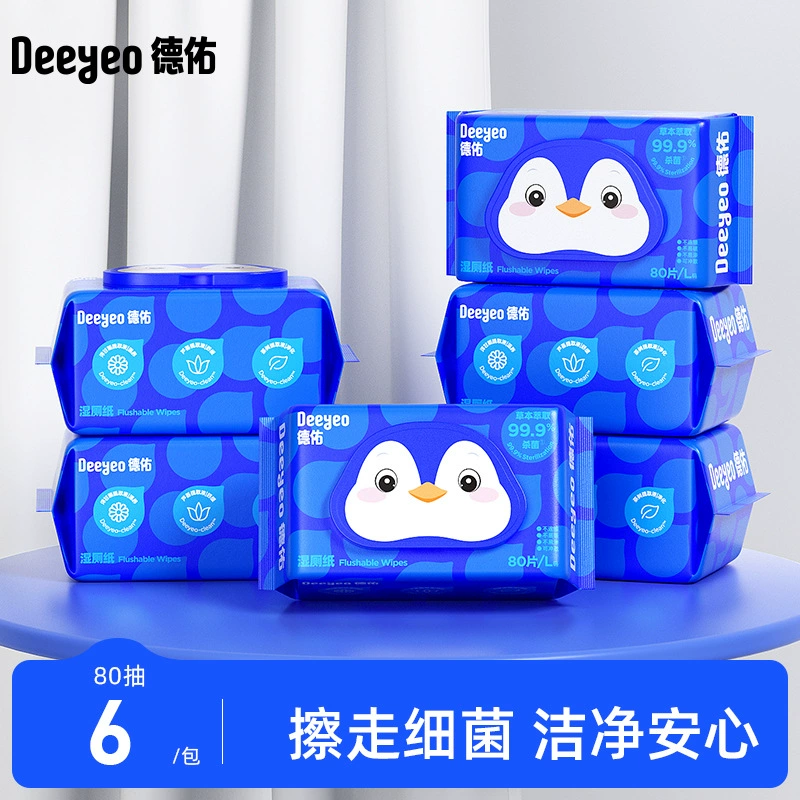 Deyou влажная туалетная бумага 80 накачки 6 пачек влажных салфеток для мужчин и женщин