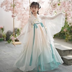 Hanfu girl summer thin ancient style super fairy girl gradient robe dress Chinese style Tang suit children ancient costume performance outfit