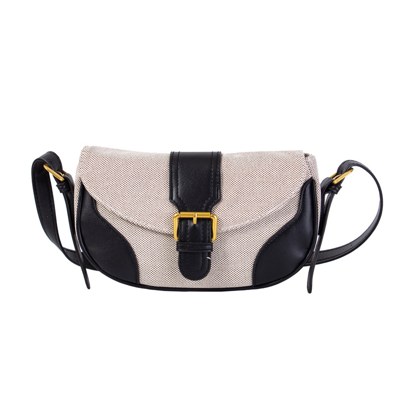 [Personalización] nuevo bolso de lona de empalme retro de verano de moda versátil bolso de hombro horizontal simple mochila para mujeres