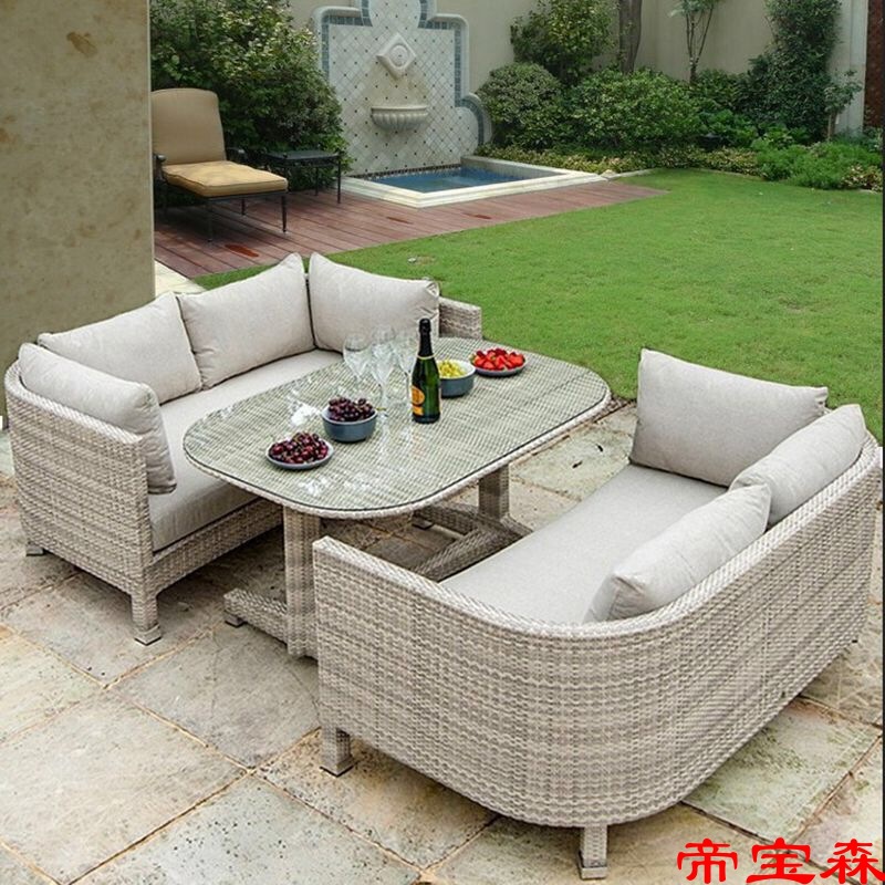 originality outdoors Wicker chair sofa Double Rattan furniture balcony leisure time Garden Tables and chairs combination courtyard