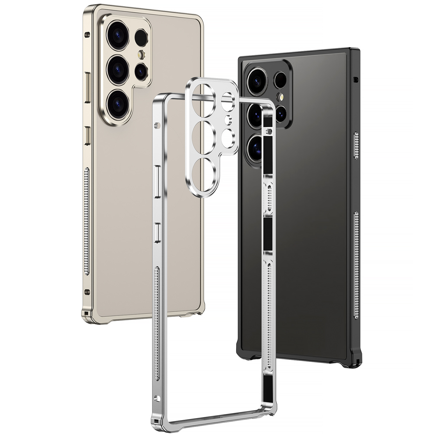 クロスボーダー SamsungS24Ultra 海馬バックルフレーム S23U 金属携帯電話ケースベアメタル Samsung S25U に適しています。