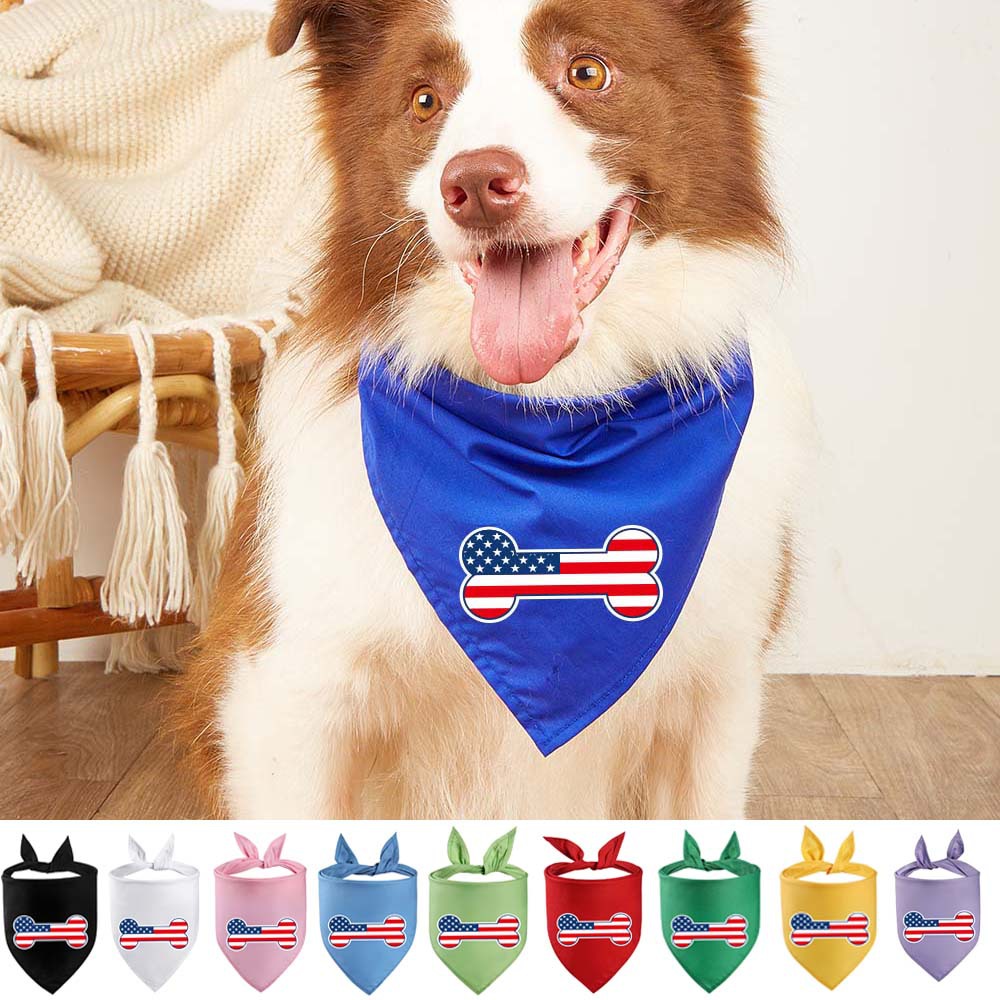 Fabricante en stock nuevo transfronterizo Día DE LA Independencia Americana mascota triángulo Toalla de algodón de una sola capa mascota bufanda perro saliva toalla
