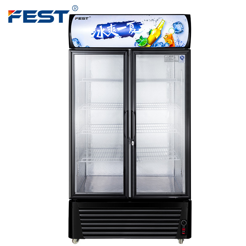 Fest Double-Door Beverage Refrigerated Display Cabinet Commercial Fresh-Keeping Refrigerator Vertical Single-Door Large-Capacity Supermarket Freezer Freezer