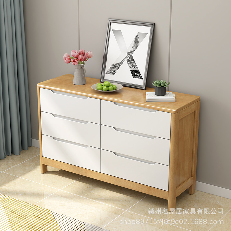Pecho de cajones de madera maciza armario de almacenamiento sala de estar simple moderno pecho de cajones de seis o nueve cajones dormitorio de almacenamiento nogal pecho de cajones