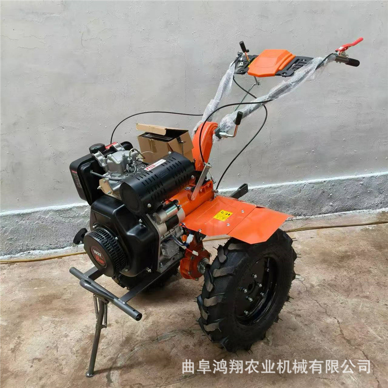 家用小型两驱微耕机15马力照明款柴油电启动旋耕机硬地深翻犁田机|undefined